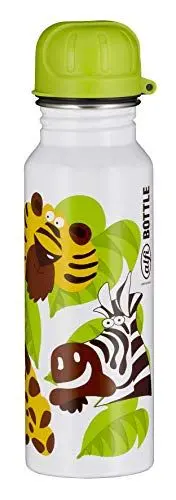 Produktbild: alfi Edelstahl Trinkflasche 600ml, Jungle weiß, absolut dicht, spülmaschinenfest, BPA-Frei, 5397.902.060 Edelstahlflasche für Kinder, Schule, Sport, Stadtbummel, Freizeit, für Schorle, Tee, Wasser