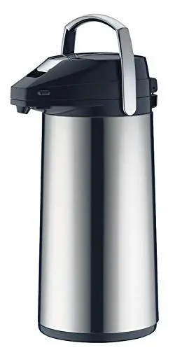 Produktbild: alfi GETRÄNKESPENDER 2,2 Liter, Pumpkanne aus poliertem Edelstahl mit Hartglaseinsatz, integrierte Pumpe, hält 12 Stunden warm, 24 Stunden kalt, für 18 Tassen, 360° drehbarer Boden, ideal für Catering