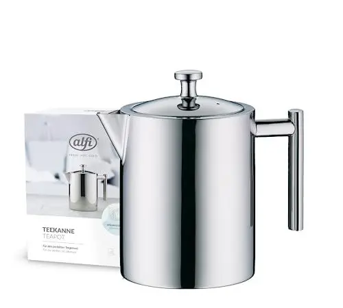 Produktbild: alfi TEA POT 1,40l, Isolierkanne aus Edelstahl mit Teesieb und Teefänger, einwandiger Edelstahl, Thermoskanne langlebig, ideal als Teekanne für losen Tee, spülmaschinenfest, BPA-frei
