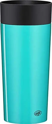 Produktbild: alfi Thermobecher isoMug Plus, Kaffeebecher to go Edelstahl Ocean 350ml, Isolierbecher mit Druckknopf, auslaufsicher, zerlegbarer Verschluss, 5627.258.035 spülmaschinenfest, 4 Stunden heiß, BPA Frei