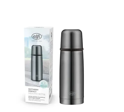 Produktbild: alfi ISOTHERM PERFECT AV 350ml, cool grey mat, Isolierflasche aus Edelstahl mit Trinkbecher, absolut dicht mit Automatikverschluss, zerlegbar, hält 12 Stunden warm, ohne Fingerabdrücke, BPA-frei