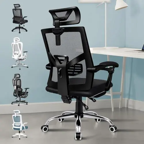 Produktbild: ALFORDSON Executive-Netz-Schreibtischstuhl, ergonomischer Computer-Bürostuhl, verstellbar und einstellbar, Gaming-Studienstuhl, max. 180 kg, Weiß