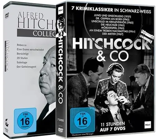Produktbild: Alfred Hitchcock & Co. DVD Collection - Edition mit 13 Krimi Nervenkitzel Klassiker in 2 Sammlerboxen - Meisterwerke der Spannung