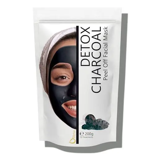 Produktbild: Alginate Peel-Off Feuchtigkeitspuder Maske, Mitesserentferner Gesichtsmaske Vegan, kein Abwaschen, Peeling und Porenreinigung 200 g + freie Dosis (Detox-Holzkohle-Maske)