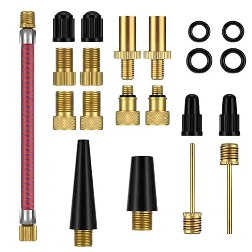 Produktbild: Alicer Fahrradventil Adapter Set, AV DV Ventiladapter Fahrrad, Kompressor Ventiladapter, Französisches Ventil Adapter und Adapter Autoventil Adapter, Luftpumpe Adapter, Dichtring