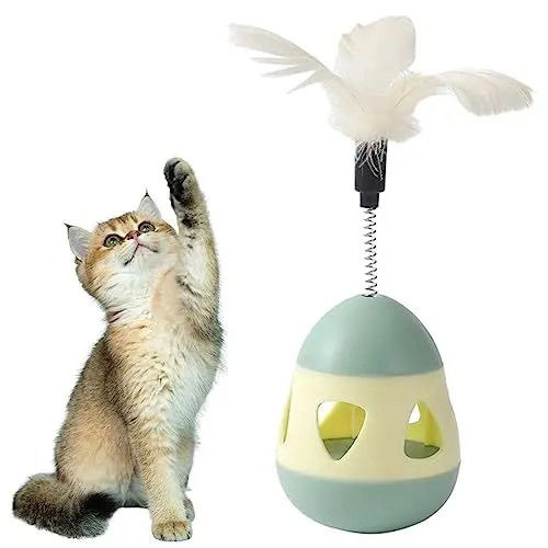 Produktbild: Alicer Katzenspielzeug, Interaktives Katzenspielzeug, Katzen Intelligenzspielzeug, Katzen Spielzeug Mit Federstab, Kätzchenfänger(Gelb)