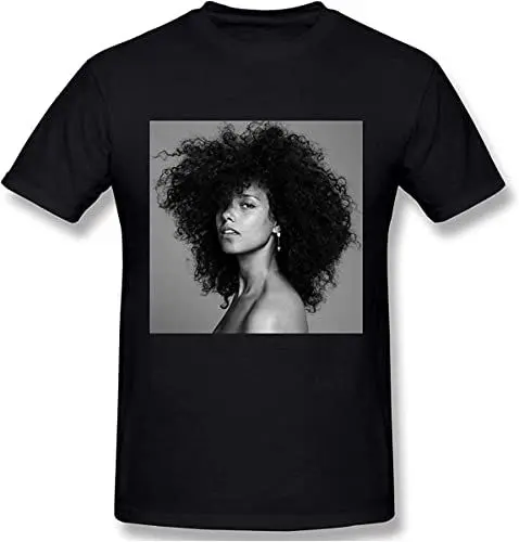 Produktbild: Alicia Keys Here Men's Classic Fashion Cotton Short Sleeve Round Neck T-Shirt Black T-Shirts & Hemden(X-Large)