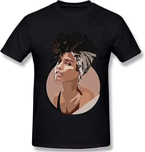Produktbild: Alicia Keys Men's Classic Fashion Cotton Short Sleeve Round Neck T-Shirt Black T-Shirts & Hemden(X-Large)