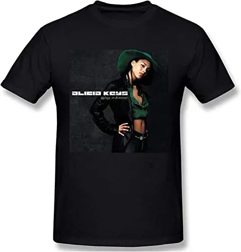Produktbild: Alicia Keys Songs in A Minor Men's Classic Fashion Cotton Short Sleeve Round Neck T-Shirt Black T-Shirts & Hemden(Small)