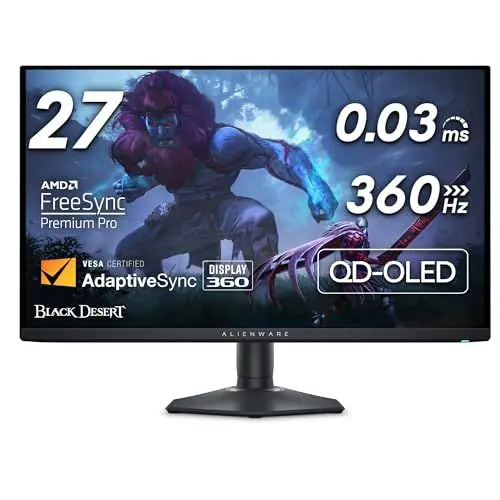 Produktbild: Alienware AW2725DF 27 Zoll QHD (2560x1440) Gaming Monitor, 360Hz, QD OLED, 0.03ms, AMD FreeSync Premium Pro, 99.3% DCI-P3, HDR400, USB-C, 2X DisplayPort, HDMI, 4X USB, 3 Jahre Garantie
