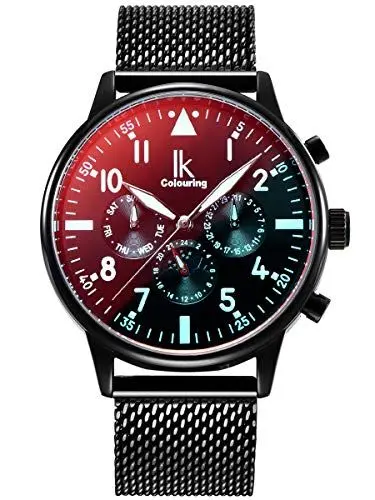 Produktbild: Alienwork Automatikuhr Armbanduhr Herren Schwarz Metall Mesh Armband Edelstahl Kalender