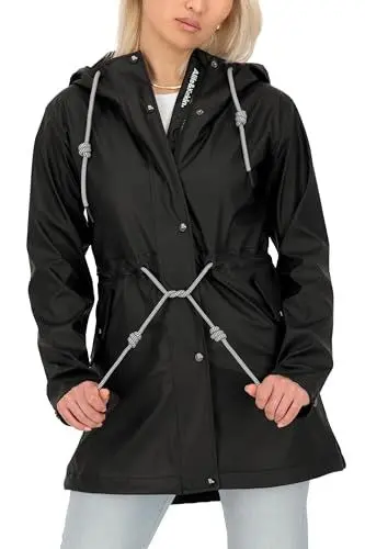 Produktbild: ALIFE and Kickin EloiseAK A Rain Parka – Damen Regenjacke Sommer – Leicht, Wasserdicht & Atmungsaktiv – Perfekt für Regnerische Sommertage Moonless M