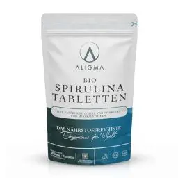 Produktbild: Aligma Bio Spirulina Tabletten 1000×500 mg-(2er Pack) zur Stärkung des Immunsystems Super Green Tabletten-voller Nährstoffe und Vitamine, glutenfrei, Calcium, veganes Protein Tabletten