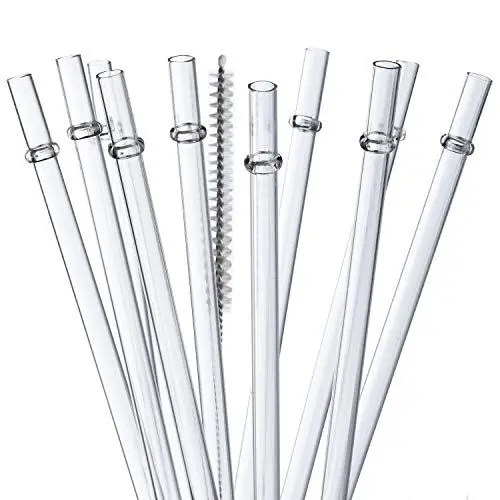 Produktbild: ALINK 10,5 in Tritan Hartplastik klar Strohhalme, lange wiederverwendbare klare Ersatz Tumbler Trinkhalme für 16 oz 20 oz 30 oz Stanley, YETI, Starbucks, Mason Jars, Satz von 10 mit Pinsel
