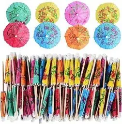 Produktbild: ALINK 50 Stück Cocktail Schirmchen Cocktail Zubehör Papierschirmchen, Bunte Cocktailschirmchen Cocktail Dekoration Papier für Bar Deko Cocktailzubehör Trinkfrüchte Essen Wein Party