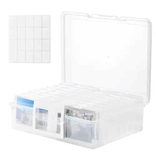 Produktbild: ALINK Fotoaufbewahrungsbox 10 x 15 cm Fotoetui, 16 innere Fotohalter, durchsichtige Fotoboxen zur Aufbewahrung, Foto-Organizer aus Kunststoff für Saatgut, Karten, Handwerk, Aufkleber-Clear
