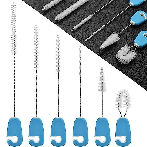 Produktbild: ALINK Strohhalm Reinigungsbürste mit Griff, Good Grips Flaschen-Strohhalm-Reiniger für extra Lange, breite Strohhalme, Babyflaschen, Becher, Rohre, Deckel, 6er-Pack - blau