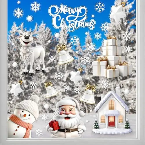 Produktbild: Alintor Weihnachtsdeko, Fensterbilder Weihnachten Selbstklebend, PVC Aufkleber Weihnachtsdeko Fenster, Deko Weihnachten, Weihnachtsdeko Innen, Fensterdeko Weihnachten
