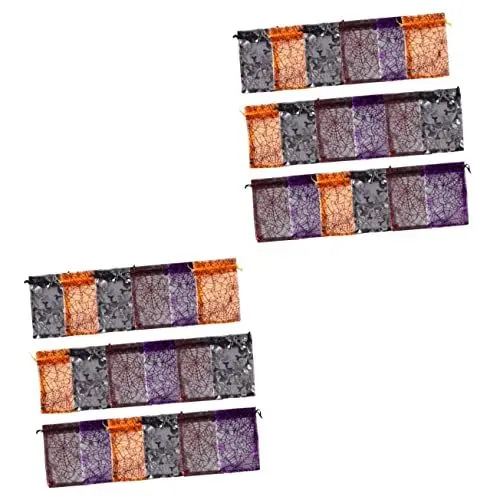 Produktbild: Alipis 2 Sets Halloween-leckerli-tasche mit Spinnennetz-design Süßigkeiten-kordelzugbeutel für Jungen und Mädchen Party- 50 Stück