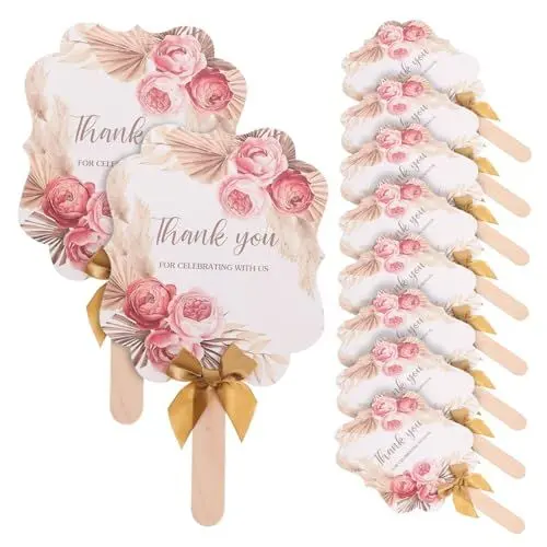 Produktbild: Alipis 10 Sätze Hochzeit-handfächer Aus Papier Hochzeitsfans Für Gäste Fächer Für Hochzeitsgäste Handfächer Für Die Hochzeit Zarter Fächer Fans Von Hochzeitsprogrammen -Fan Rosa Stoff