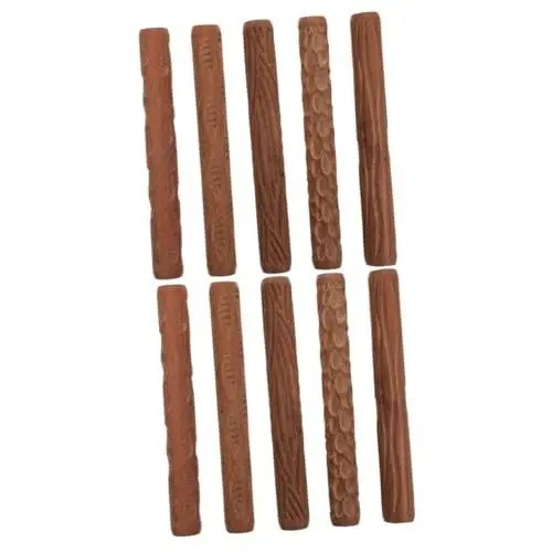 Produktbild: Alipis 2 Sets Ton-werkzeuge mit Maserungseffekt für Töpfer Holzgriff Keramik-musterrollen für Bastler 5 Stück