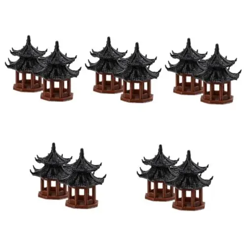 Produktbild: Alipis 10 Stück Pavillon Mikro Landschaft Pavillon Statue Gartendekoration Pavillon Modell Mini Hauszubehör Mini Gartenornamente Miniaturszene Pavillon Gartenpavillon