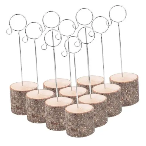 Produktbild: Alipis Pcs Holz Foto Eisen Basis Platz Kartenhalter Für Hochzeit Tisch Anzahl Memo Clip