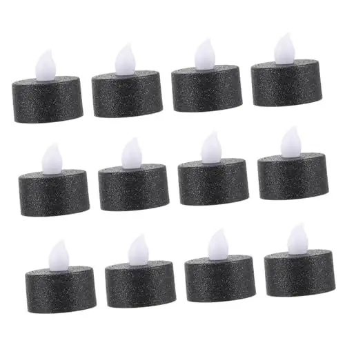 Produktbild: Alipis 12St Kerzenlicht gefälschte Kerzen leuchten batteriebetriebene kerze Kerzenlampe schwarze Kerzen flammenlose kerzen leuchten Teelichter Kerzen batteriebetrieben LED kleine Kerze