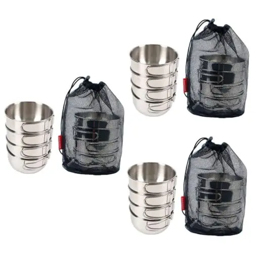 Produktbild: Alipis 12 Stk Picknick-Kombination geschirr edelstahltasse stainless steel cup trifle schüssel campingbecher pickset faltbar Campingschüssel reise schüssel Reisschale reisen Stahlschale