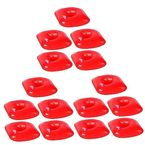 Produktbild: Alipis 15 STK Wasser Bierdeckel aufblasbarer getränkehalter aufblasbare getränkehalter einfach Bierhalter Wasser Bierhalter Schwimmen Bierdeckel Schwimmen Bierregal Spielzeug Kind rot