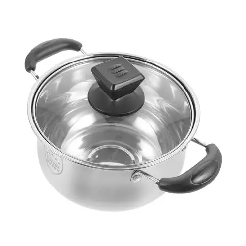 Produktbild: Alipis Platzsparender Suppentopf mit Griffen 18 Cm Doppelgriff-topf Edelstahl und Glasdeckel-set