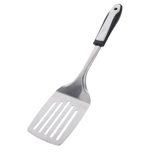 Produktbild: Alipis 1Stk geschlitzter Spatel Küche Spachtel mit ergonomischem Griff geschlitzter Pfannenwender Grillgeräte Grillspatel burgerwender grillwerkzeug steakmesser Steakspatel Black