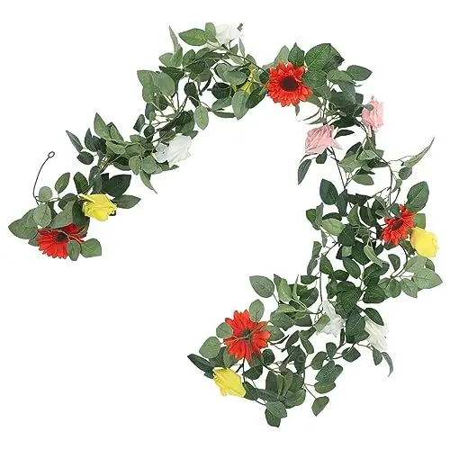 Produktbild: Alipis 1 Satz Rosenblattstock kunstblumen ranken blumengirlande künstlich Dekoration mit Rosenranken Haushaltsblume schmücken Hochzeitsgirlande Pflanzen Rosenrebe Rattan-Verzierung Schaum