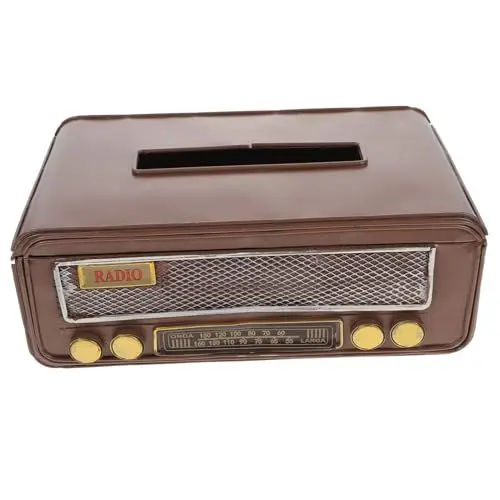 Produktbild: Alipis 1 Stück Karton Radio Taschentuch Box Taschentuchboxen Für Die Bar Metall Toilettenpapierhalter Für Den Schreibtisch Klopapierhalterung Quadratischer Ständer Schmiedeeisen Container