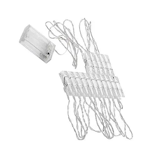 Produktbild: Alipis 1 Stück Schnur Clip-Lichterkette Lichterketten Fotowand LED-Weihnachtsbaumlicht Party-Fotoclip-Licht Licht für den Fotohalter zu Hause Batterie Laternenpfahl Bild LED Lichter Weiß