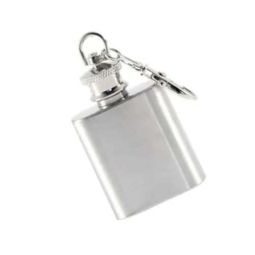 Produktbild: Alipis 1 Whiskyflasche Flachmann Mit Schlüsselanhänger Krug Mit Flachem Deckel Und Schlüsselanhänger Silberner Taschenkolben