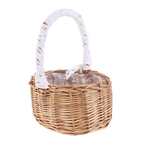 Produktbild: Alipis 1stk Blumenkorb Aus Rattan Geflochtene Aufbewahrungskörbe Geschenkkörbe Leer Ländlicher Picknickkorb Erntekorb Geschenkkörbe Aus Weidengeflecht Weberei Natürlich Braut Rattan-box