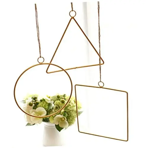 Produktbild: Alipis 1stk Wandanhänger Balkon Medaillonring Hochzeitskranz- Hochzeitsgirlande Großes Reifenmittelstück Krippenkranz Weihnachtsdekoration Hängender Eisenkranz Golden