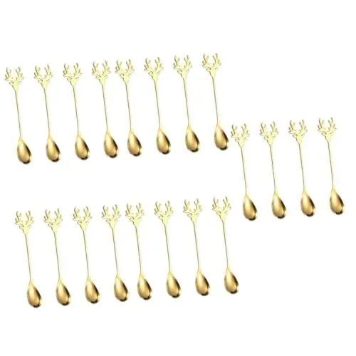 Produktbild: Alipis 20 Stk Cartoon-elch-löffel Mini-löffel Barlöffel Umrühren Mixer Für Kaffee Kuchenlöffel Kaffeelöffel Umrühren Espresso-rührer Löffel Für Obstkuchen Golden Edelstahl 304