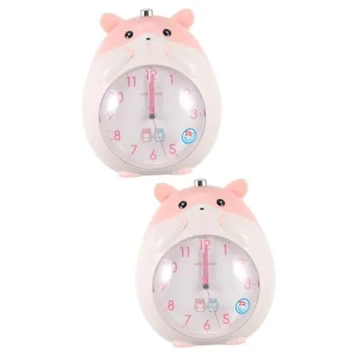 Produktbild: Alipis 2St Kleiner Hamster Wecker Tischwecker Weckuhr elektrische Zeitschaltuhr Cartoon-Wecker digitaler Wecker lernuhr Kinder kinderlernuhr Cartoon-Hamster-Uhr Desktop-Wecker Abs Rosa