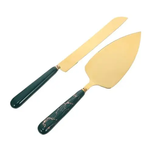 Produktbild: Alipis 2St Kuchenmesser aus Edelstahl Backspatel Käsespatel Brot Käse Tortenheber Kuchenmesser Set Tortenmesser Set Pizza- Kuchen backen Schaufel Rostfreier Stahl Black