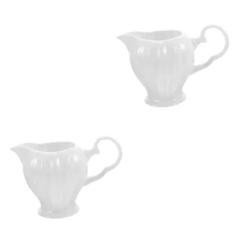Produktbild: Alipis 2St Milchkanne Milchkännchen kaffeesahne kännchen milchpfanne kleiner Keramikkrug Sahnekännchen aus Keramik Kaffee-Set Spender Milchmaschine Milchbecher Blumenbecher ziehen Weiß