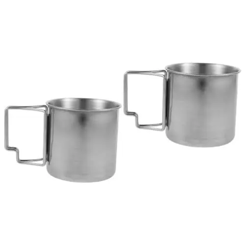 Produktbild: Alipis 2St Outdoor-Wasserbecher Henkelbecher Campingbecher Trinklernbecher kaffeekanne kaffeetassen Kaffeebecher bequemer Wasserbecher Multifunktions-Wasserbecher Rostfreier Stahl Silver