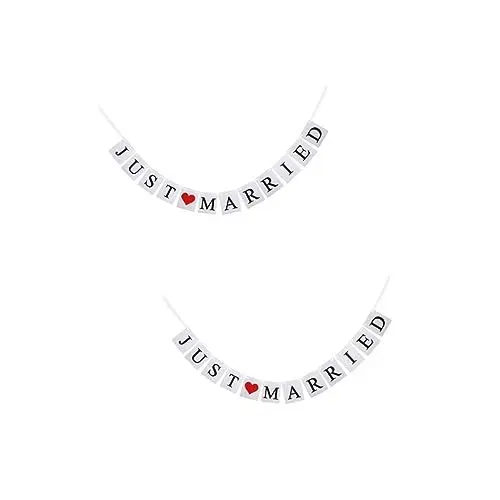 Produktbild: Alipis 2St Papierfahne hochzeitsdeko hochzeitsschild hochzeitsgirlande photography accessories gerade verheiratetes Banner Hochzeitsfeier-Banner Buchstabe das Banner Latte-Kunst schmücken