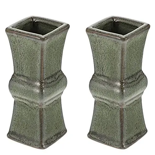 Produktbild: Alipis 2St kleine Vase aus Keramik kleine Vasen Mini-Blumenvasen Ästhetische Vase Zylindervase Hüttendekor Vase für hydroponic vase hydroponische vase Tischvasendekor Blumenbehälter Green