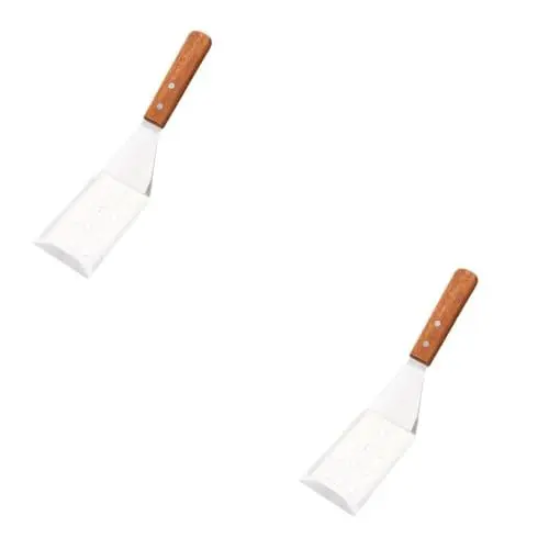 Produktbild: Alipis 2 STK Backschaufel Teppanyaki Pfannenwender Flache Grillplatte Grillplattenschaber Grillspatelschaber Kochwender Breitwender Aus Edelstahl Dreher Eier Wenden Schaufel Fehlt Hölzern