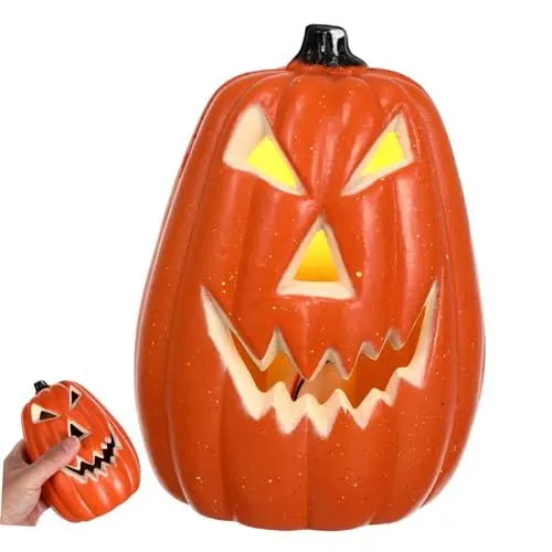 Produktbild: Alipis 2 STK LED-Kürbislaterne Halloween-LED-Kürbisschädel-Licht Halloween beleuchtet Figur Ö Halloween Theme Halloween Pumpkin Kerzen akkus Lampe für Halloween Kürbis-Lampen- Orange