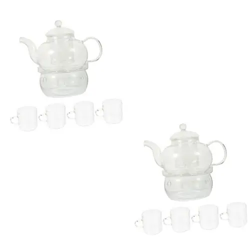 Produktbild: Alipis 2 Sätze Hitzebeständiges Teeservice Aus Glas Kung-fu-teezubehör Teekessel Mit Tasse Mit Teesieb Tragbarer Wasserkocher Mit Tasse Kerzenhalter Transparent