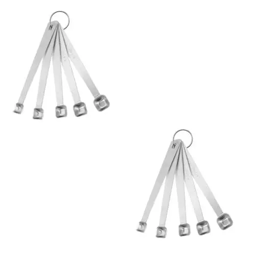 Produktbild: Alipis 2 Sätze À 5 Stück Messlöffel Messbecher aus Edelstahl Edelstahllöffel Meßstab stainless steel inoxlm Mini-Esslöffel Tassen abmessen quadratischer Kopf Gewürzlöffel kleine Werkzeuge