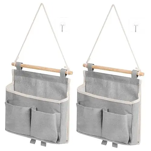 Produktbild: Alipis Graues Aufbewahrungs-hängetaschen-Set – 2 Stück -Organizer Mit Taschen Einfache Installation Für Die Organisation Zu Hause